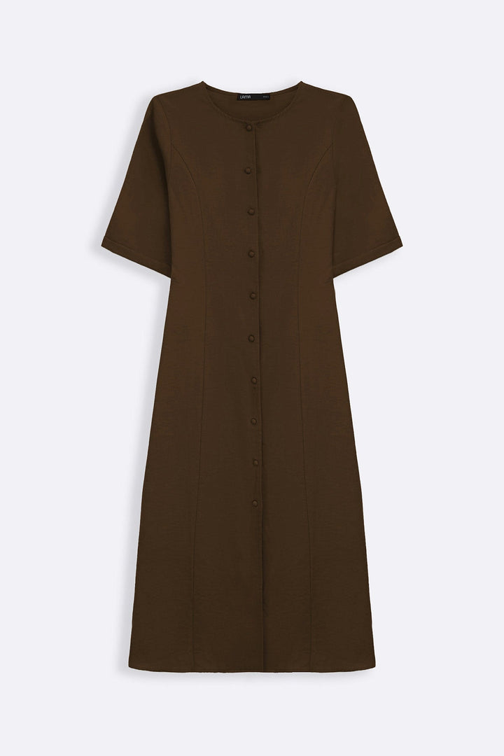 BROWN TAILORED PANEL DRESS