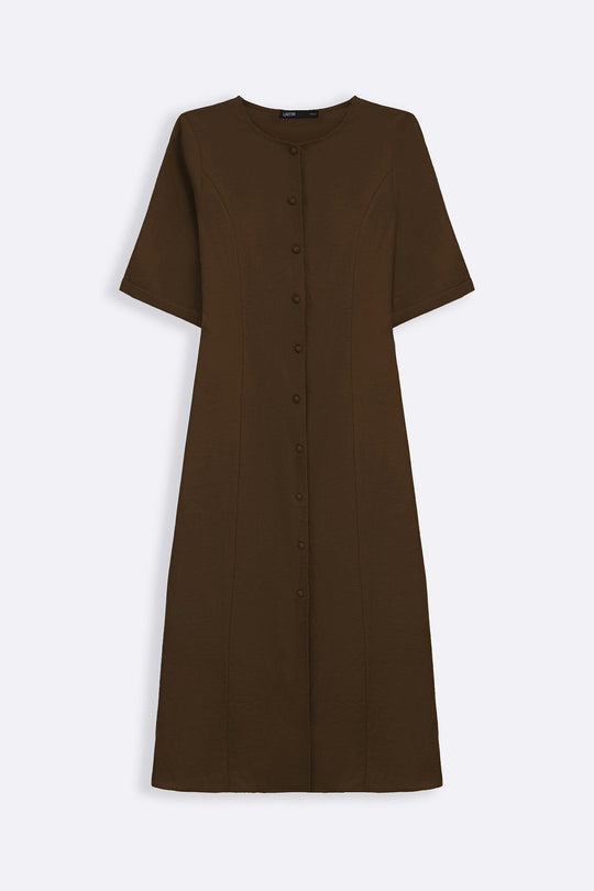BROWN TAILORED PANEL DRESS