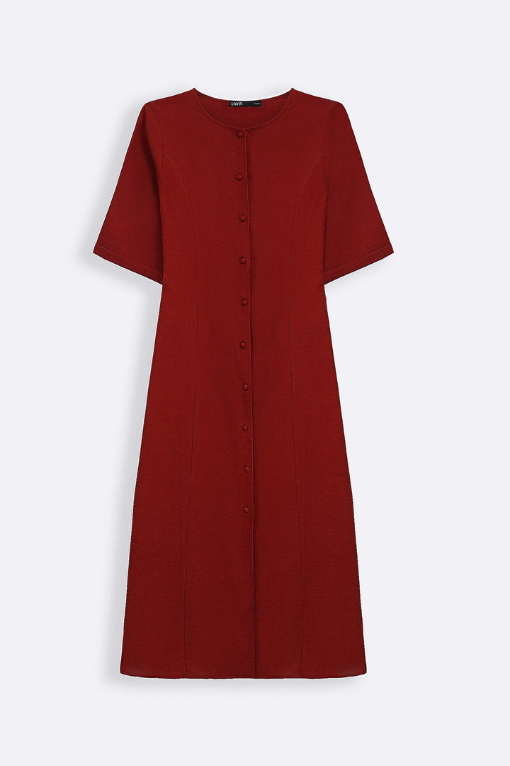 RUST TAILORED PANEL DRESS