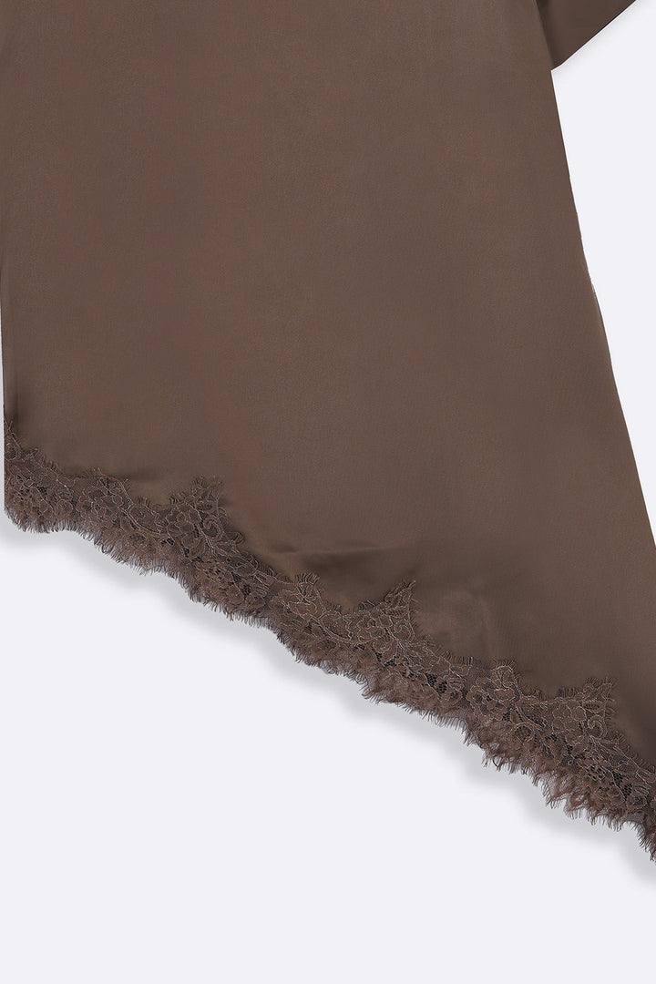 BROWN-LACE SILK BLOUSE