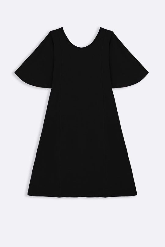 BLACK A-LINE PANELLED DRESS