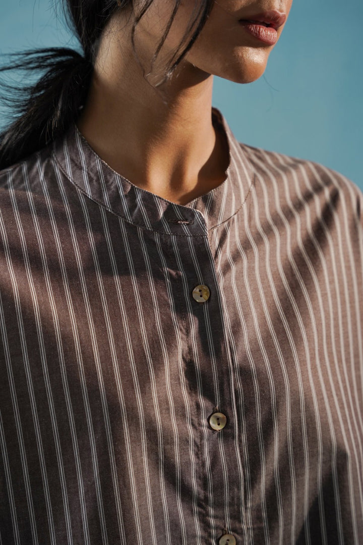 COTTON STRIPE SHIRT DRESS
