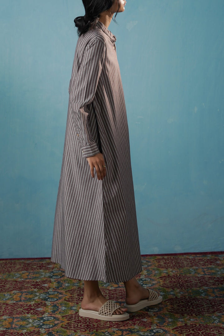 COTTON STRIPE SHIRT DRESS
