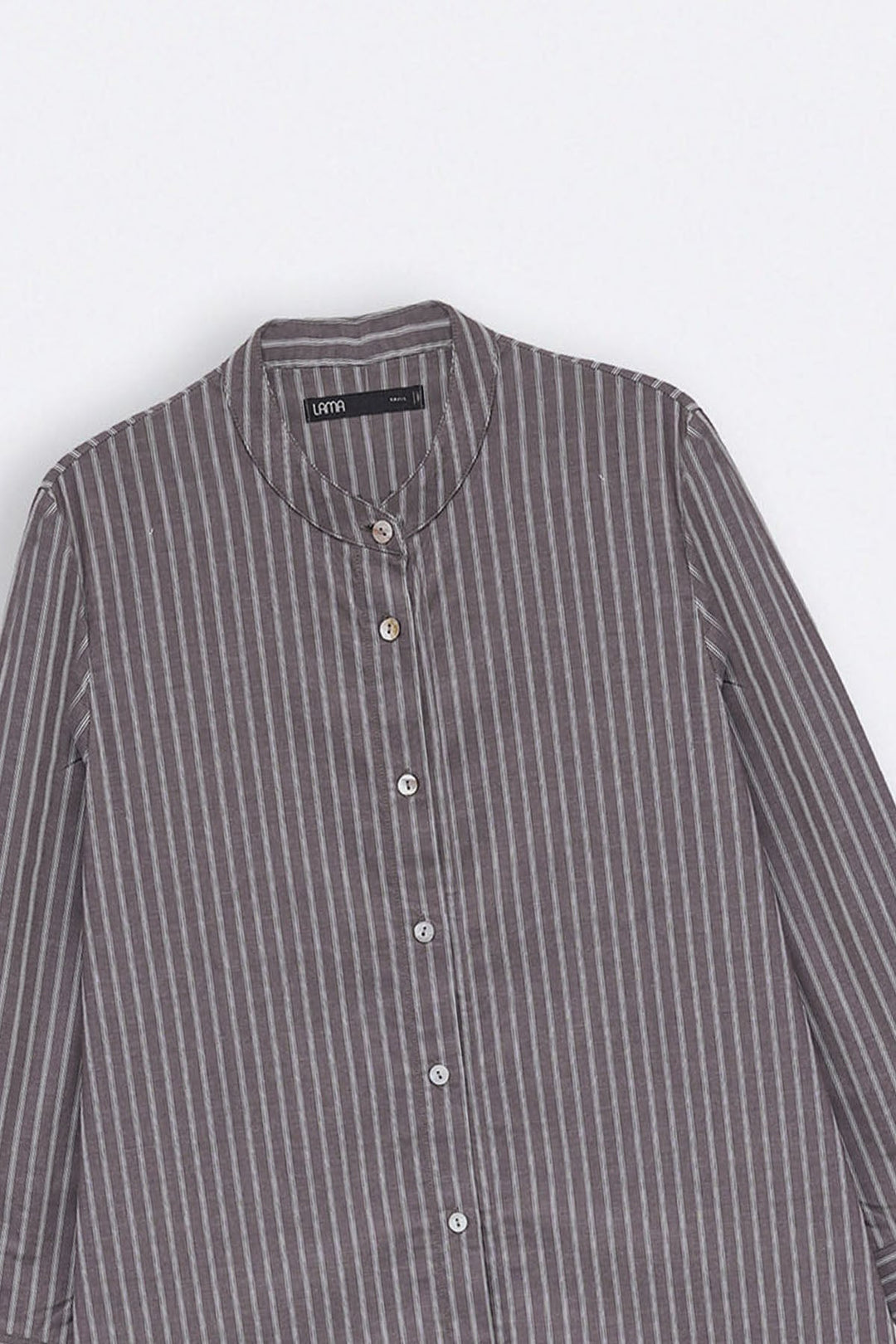 BROWN COTTON STRIPE SHIRT DRESS