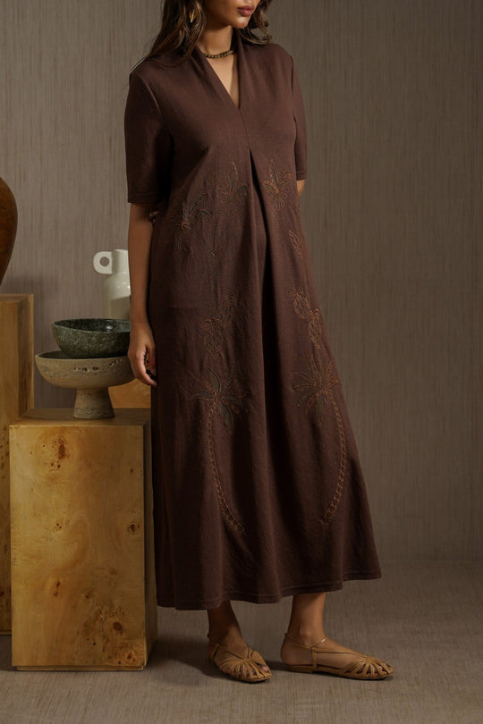 KNIT EMBROIDERED DRESS