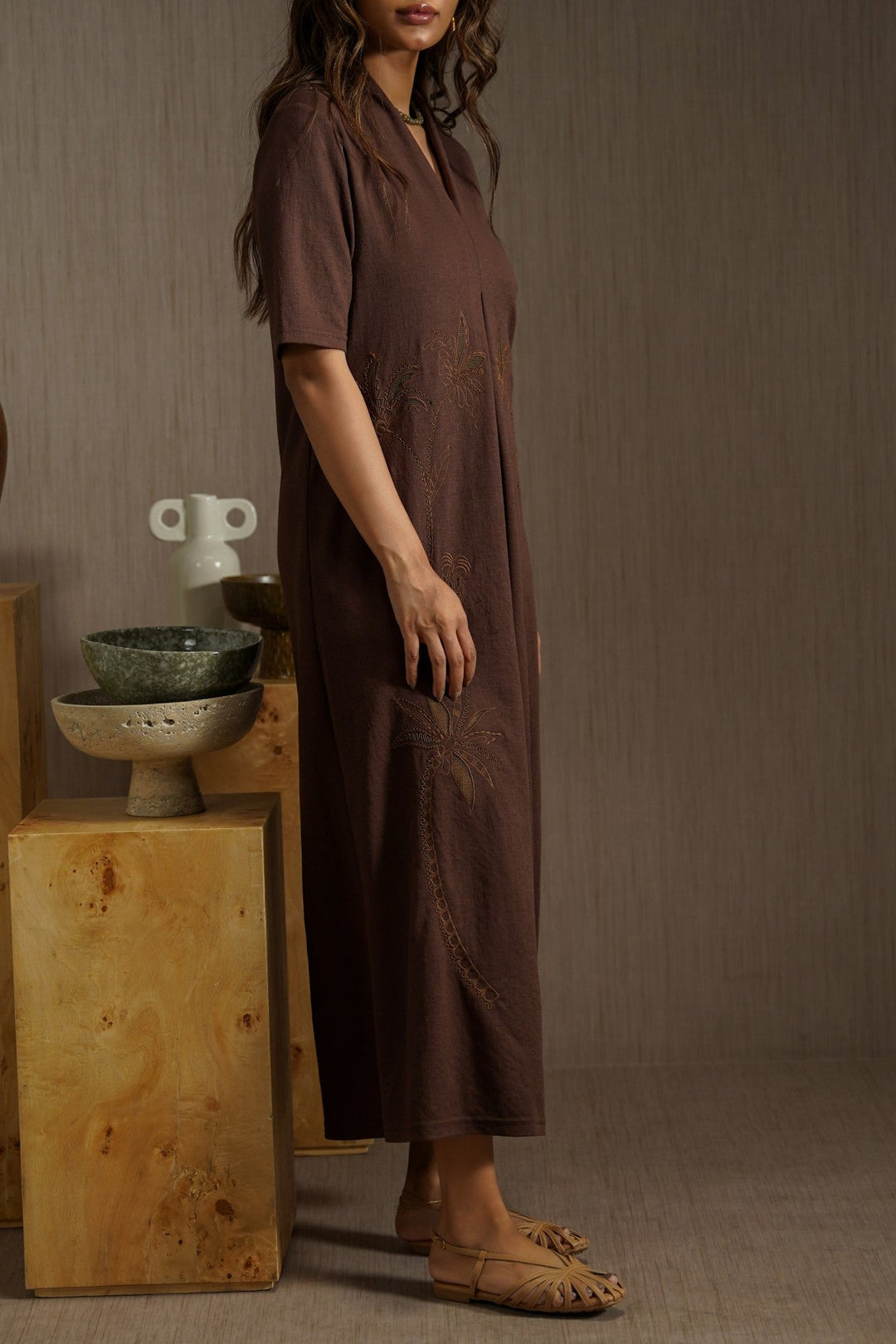 KNIT EMBROIDERED DRESS