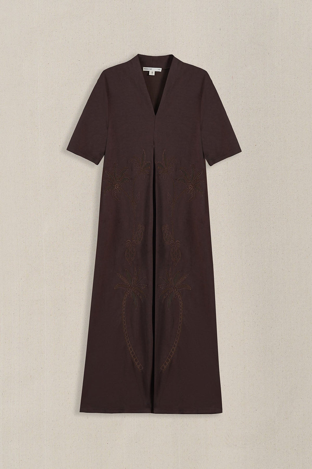 CHOCOLATE KNIT EMBROIDERED DRESS