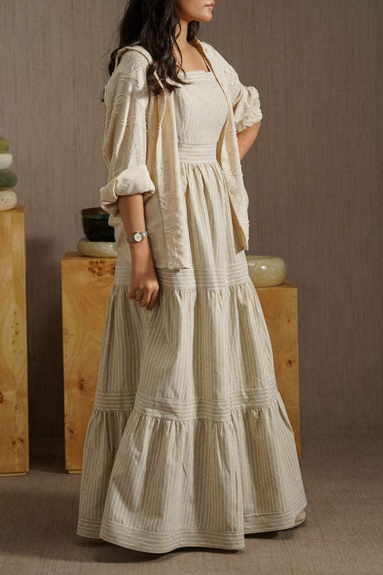 BROWN CABANA TIERED DRESS