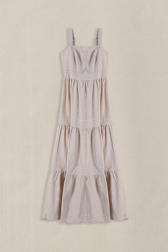 BROWN CABANA TIERED DRESS