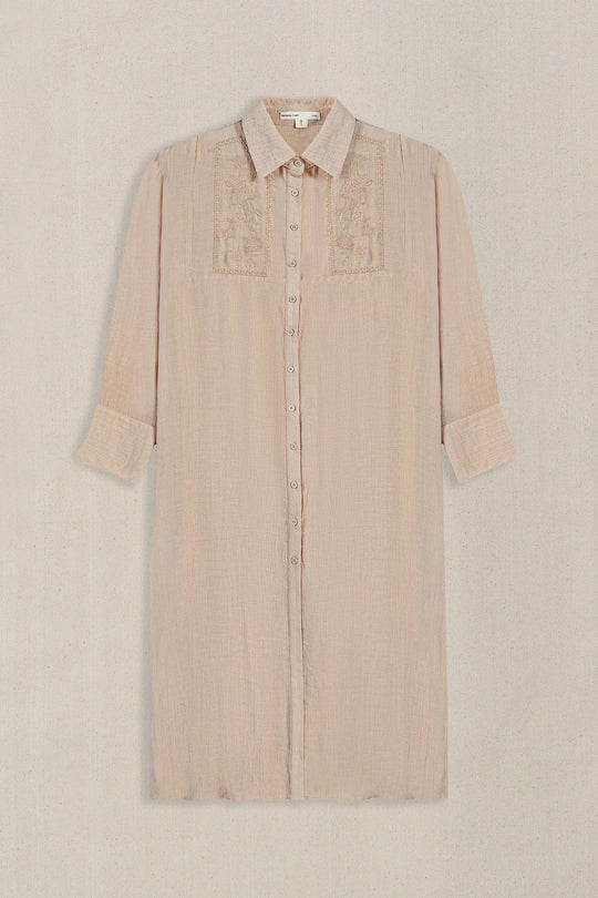 BROWN WILDFLOWER EMBROIDERED DRESS