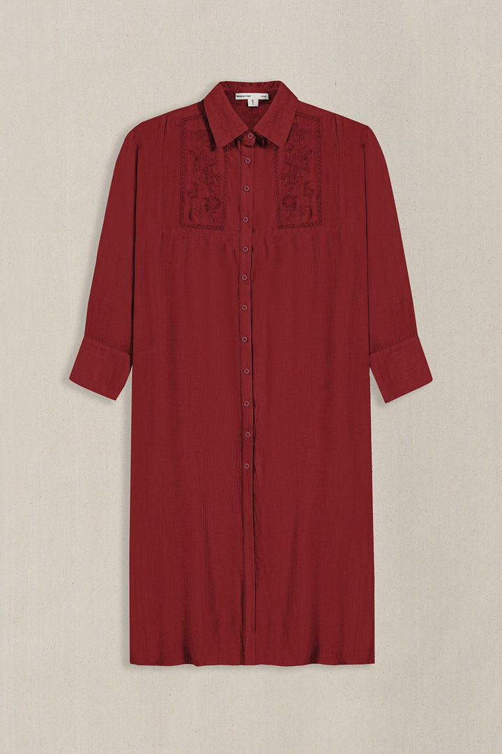 RED WILDFLOWER EMBROIDERED DRESS
