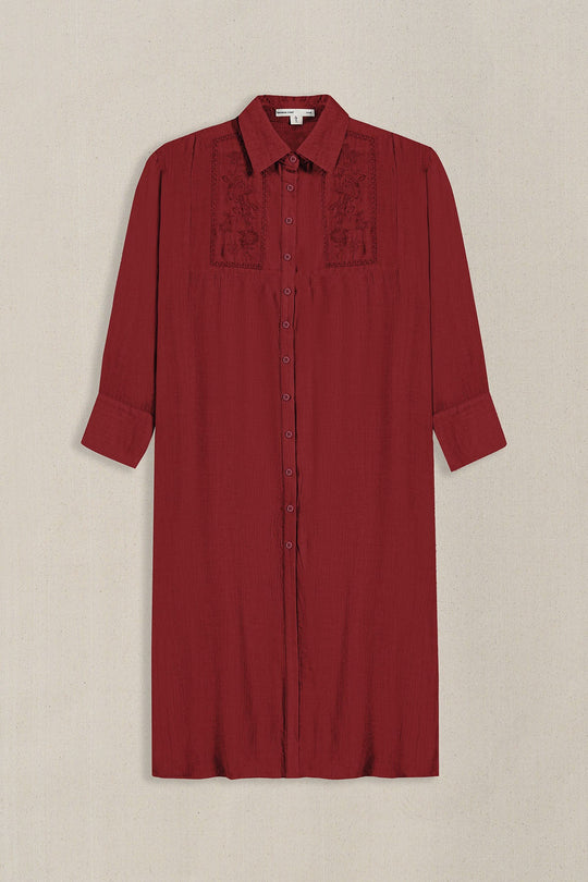RED WILDFLOWER EMBROIDERED DRESS