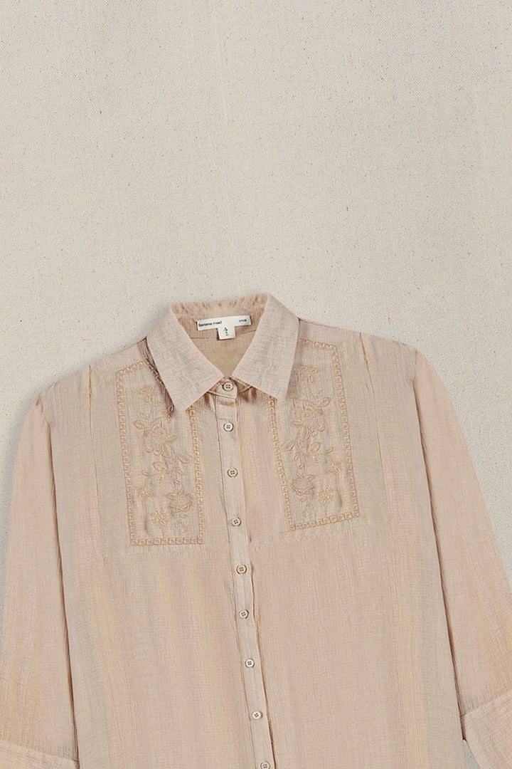 BROWN WILDFLOWER EMBROIDERED DRESS