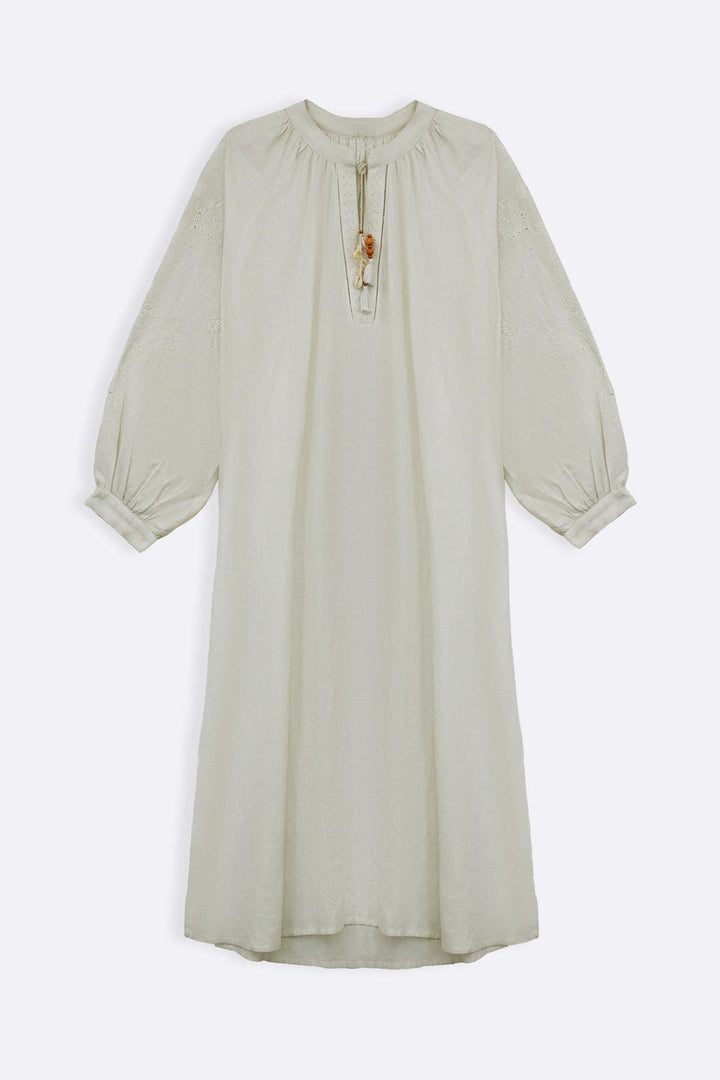 OFF WHITE BOHO LINEN-COTTON MAXI