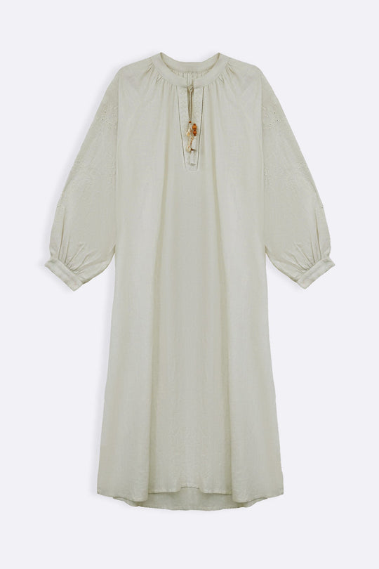 OFF WHITE BOHO LINEN-COTTON MAXI