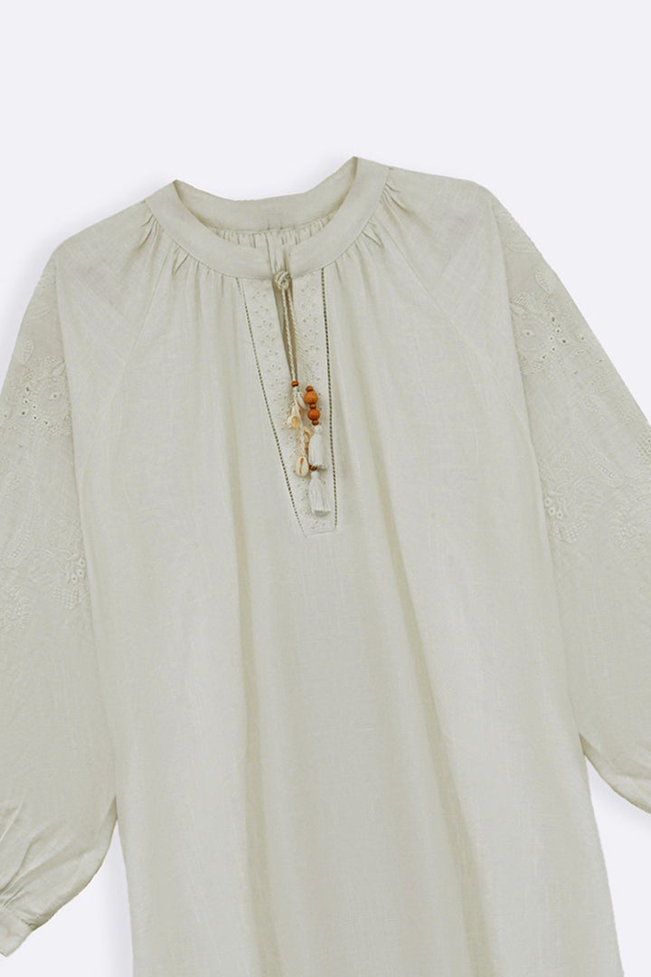 OFF WHITE BOHO LINEN-COTTON MAXI