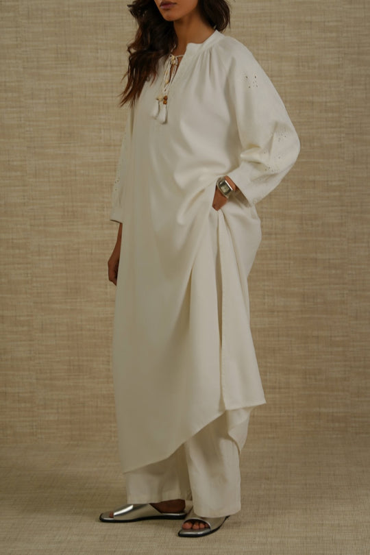 OFF WHITE BOHO LINEN-COTTON MAXI