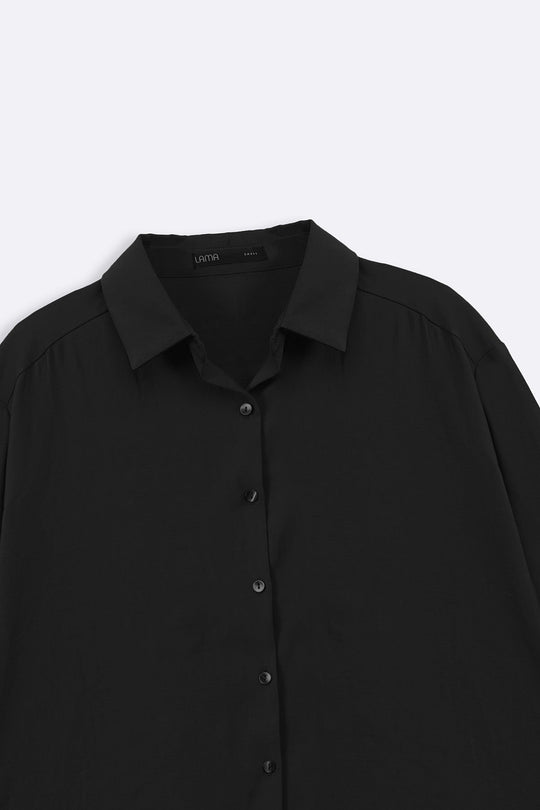BLACK STONEWASH LYOCELL LOOSE SHIRT