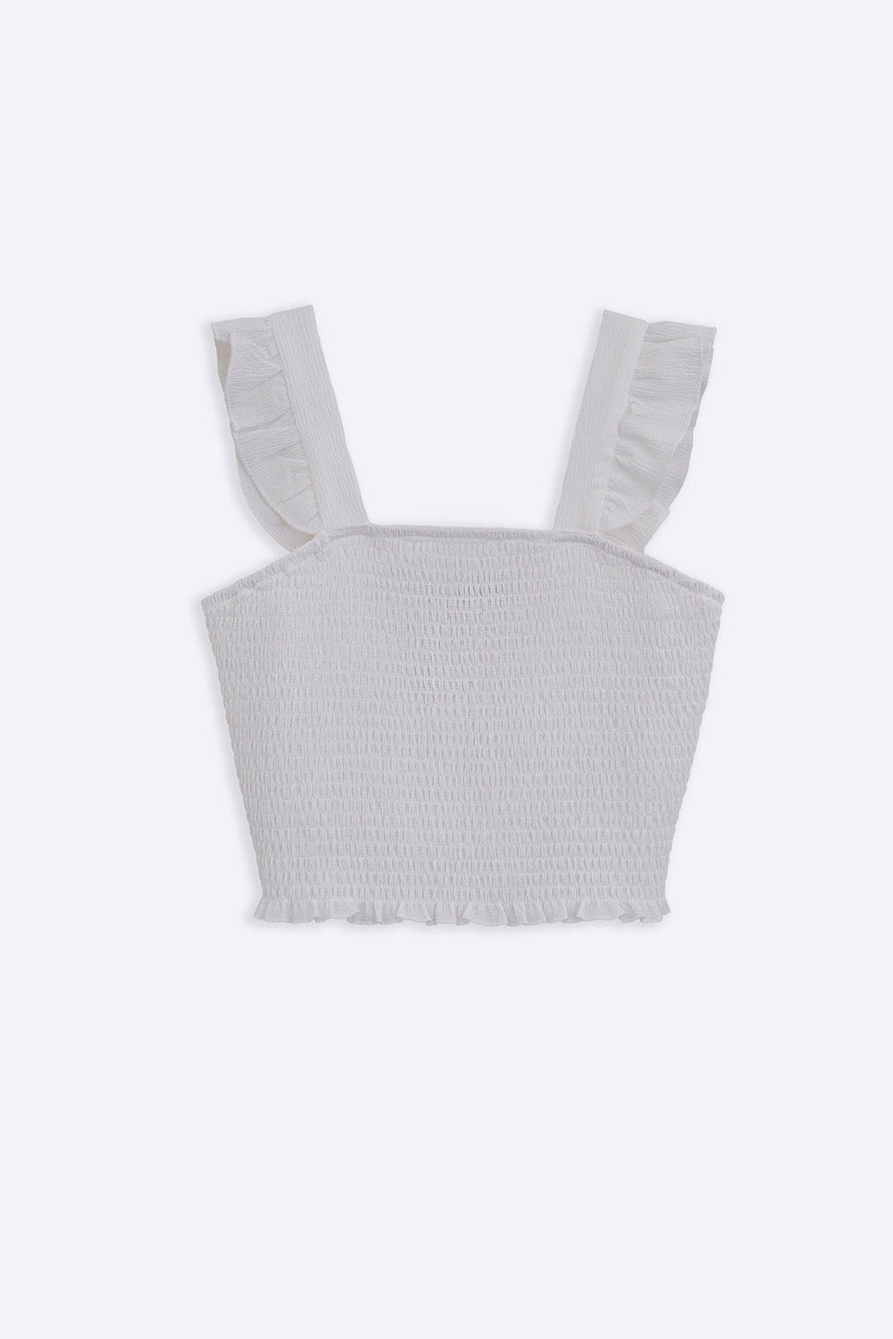 WHITE SMOCKED TOP