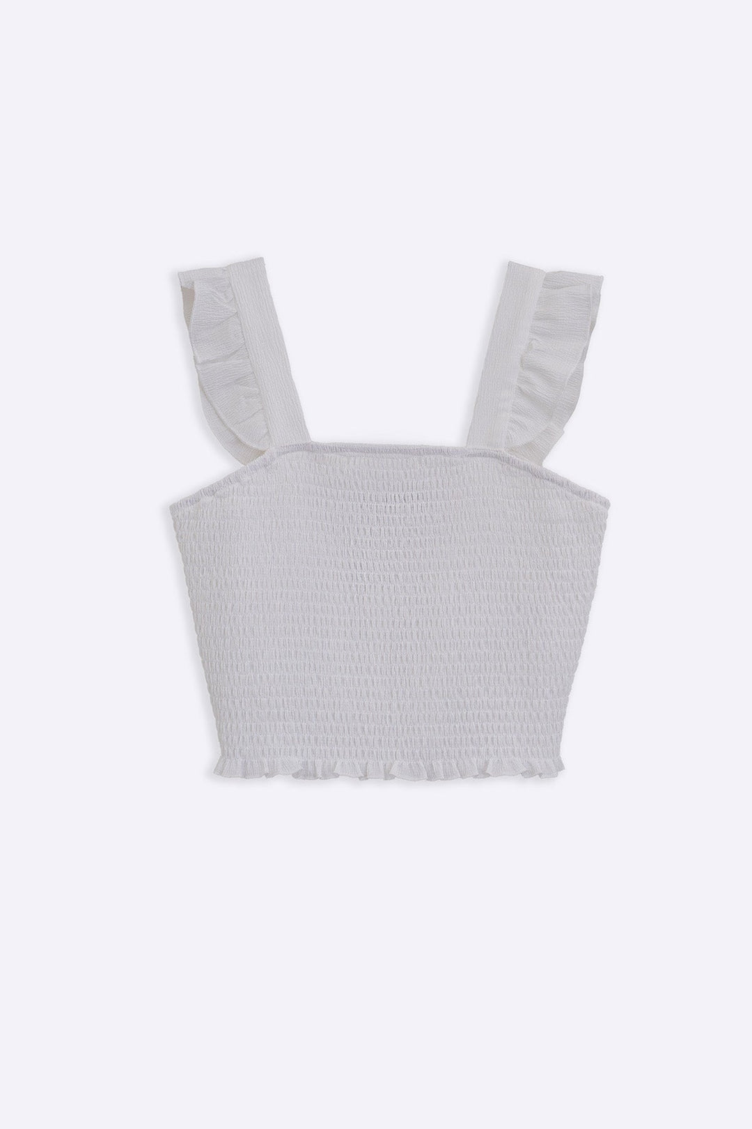 WHITE SMOCKED TOP