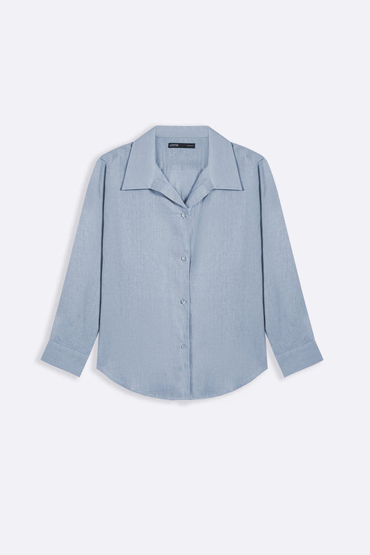 BLUE 100% PURE LINEN SHIRT