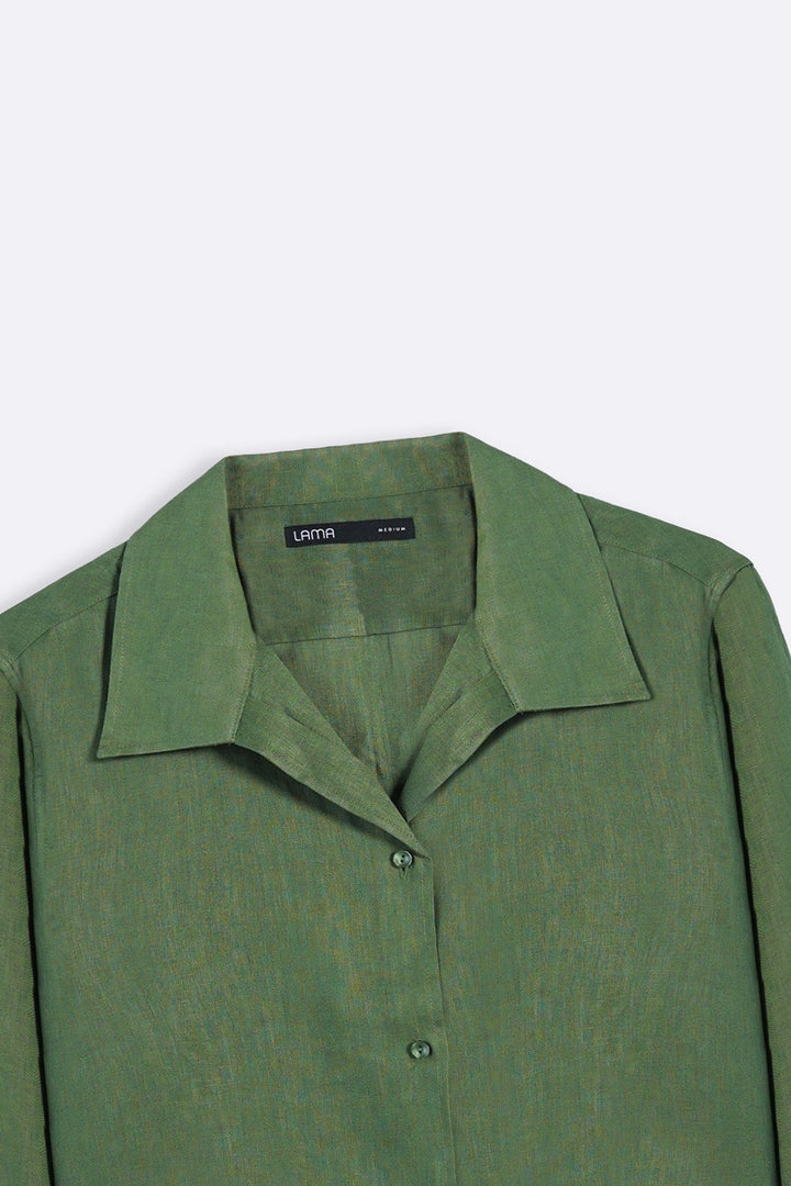 GREEN 100% PURE LINEN SHIRT