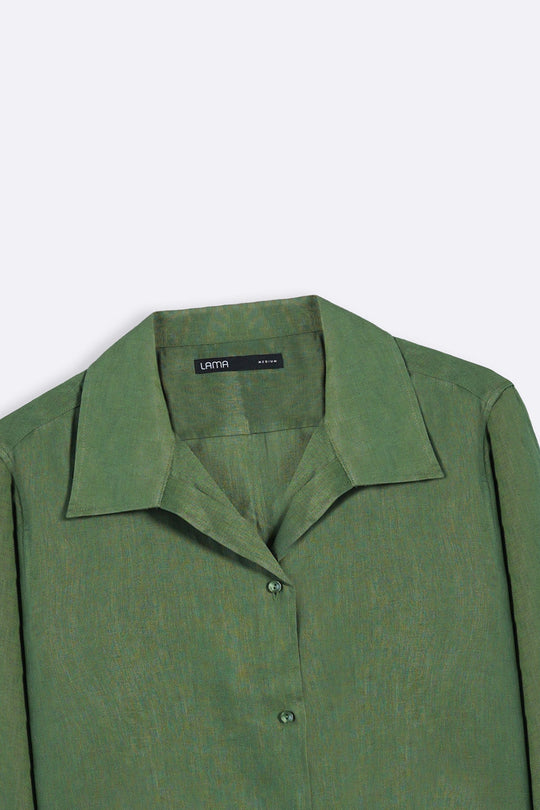 GREEN 100% PURE LINEN SHIRT