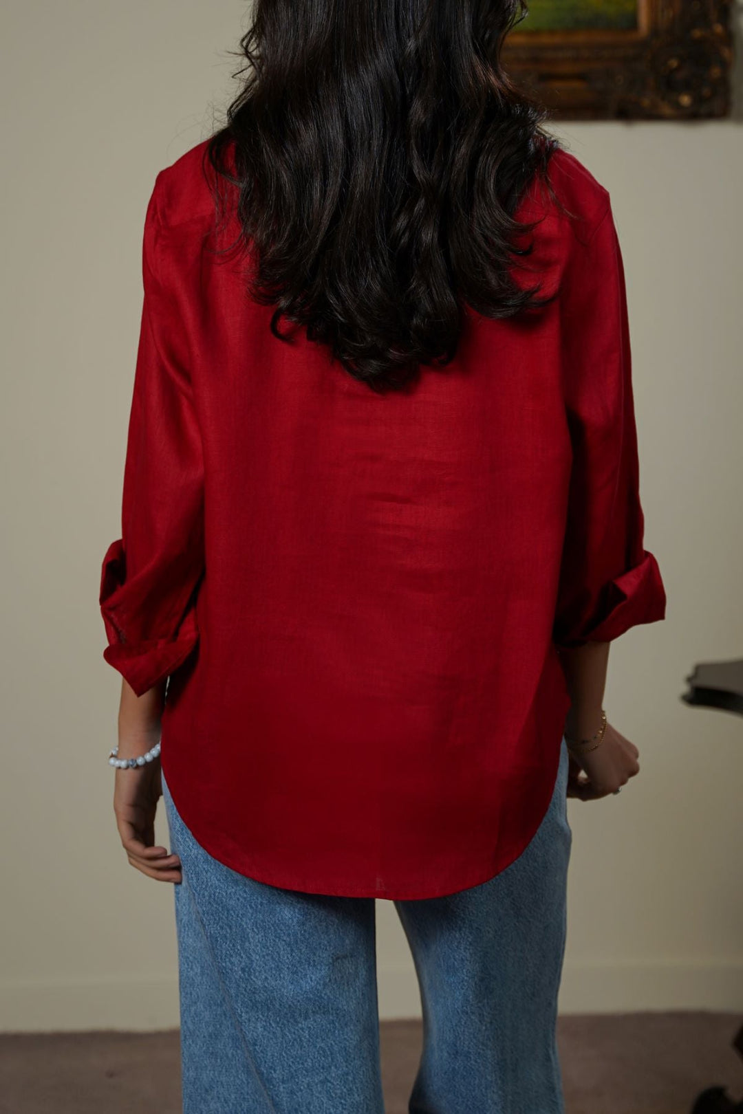 RED 100% PURE LINEN SHIRT