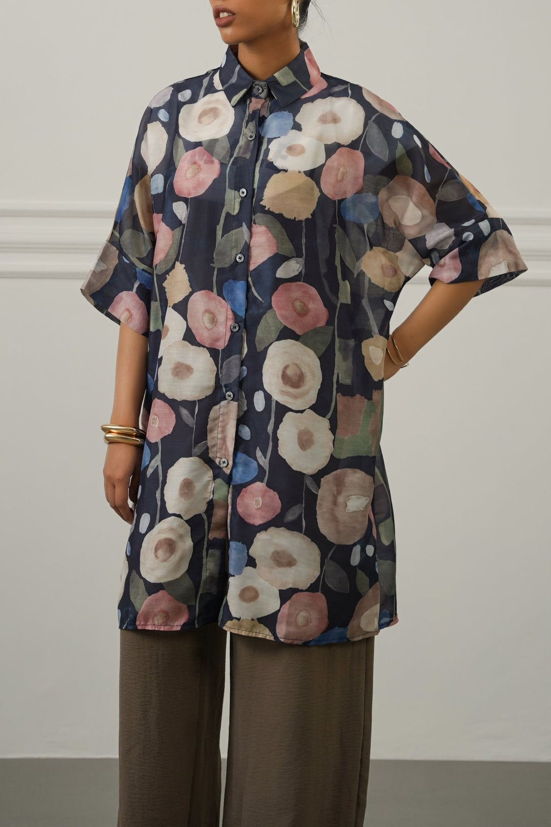 GREY NOCTURNAL BLOOM SHIRT