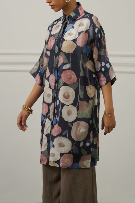 GREY NOCTURNAL BLOOM SHIRT