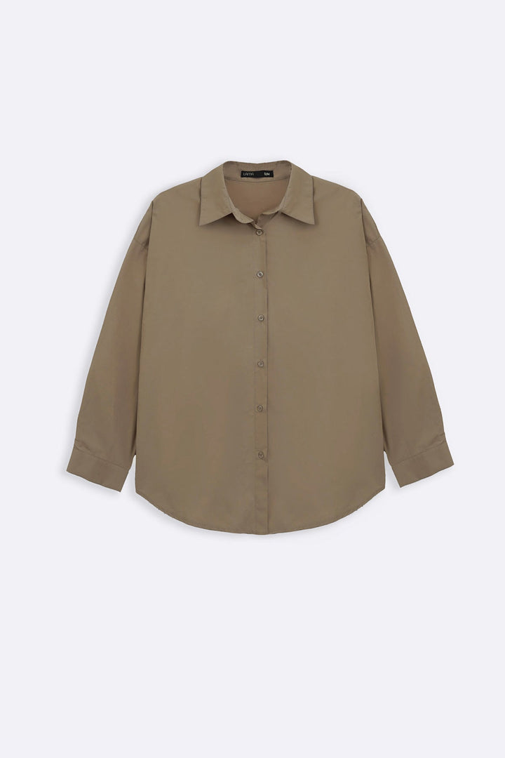 TAUPE OVERSIZED COTTON BLOUSE
