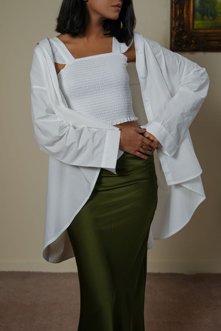 WHITE OVERSIZED COTTON BLOUSE