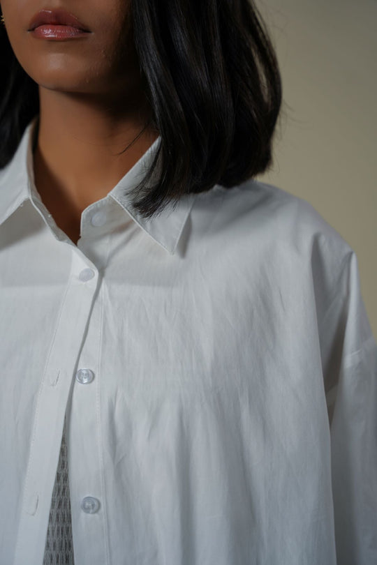 WHITE OVERSIZED COTTON BLOUSE