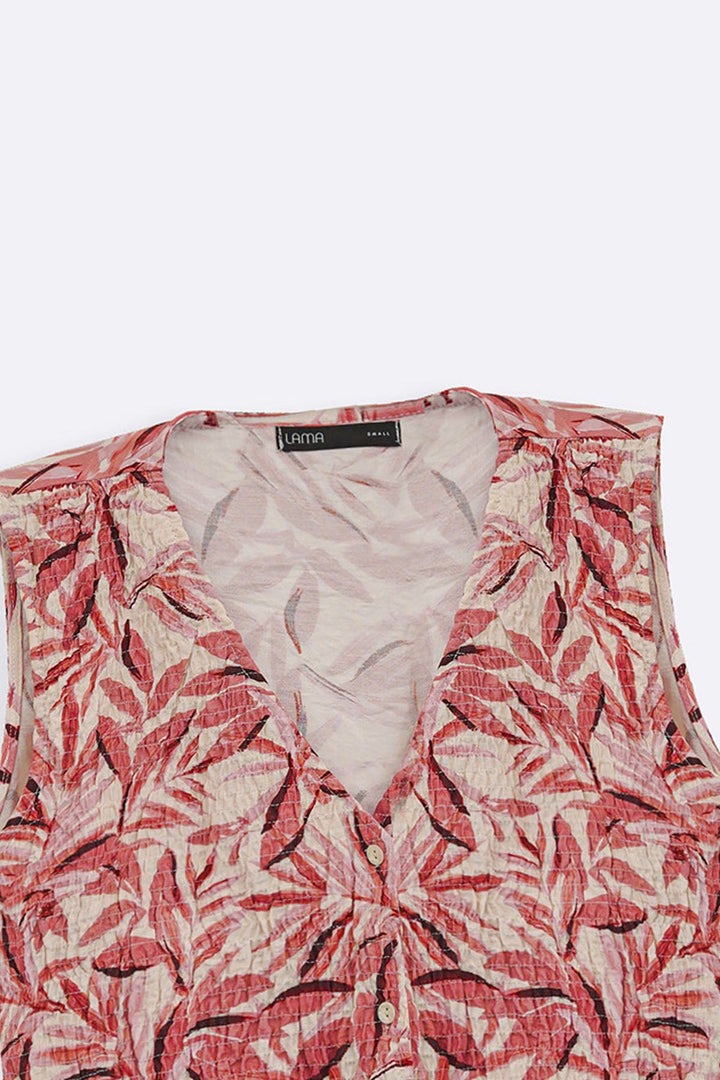 PINK BAMBOO SMOCKED VEST