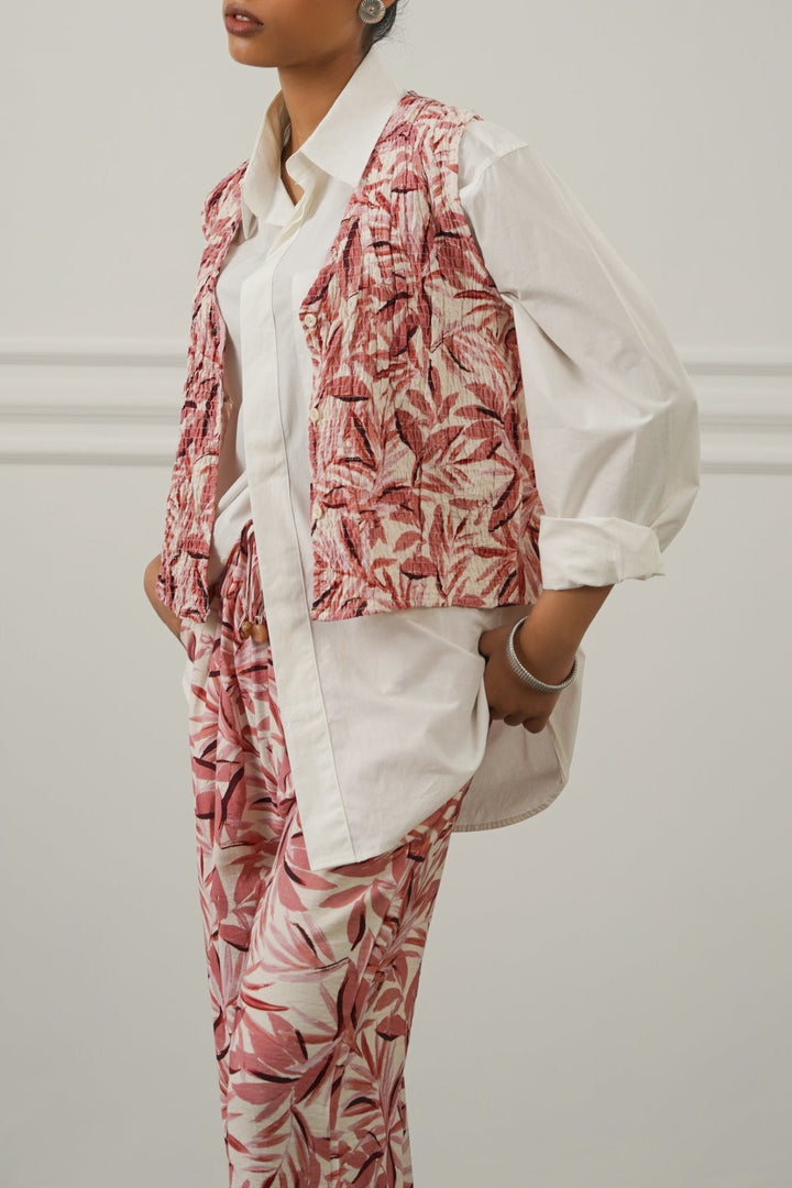 PINK BAMBOO SMOCKED VEST