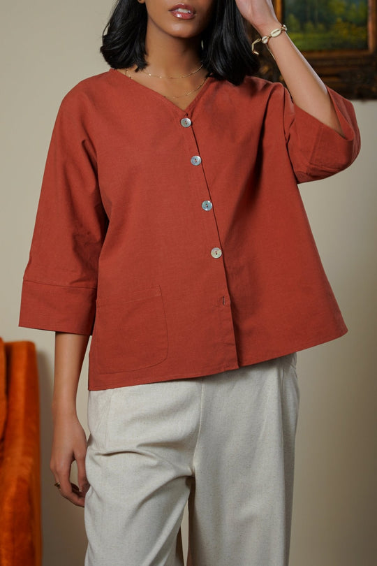 RUST LINEN SORBET BLOUSE