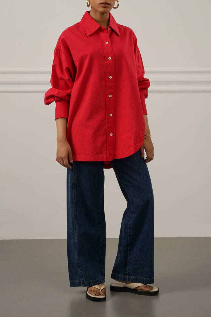 ROSE TENCEL LINEN CUT HEM SHIRT