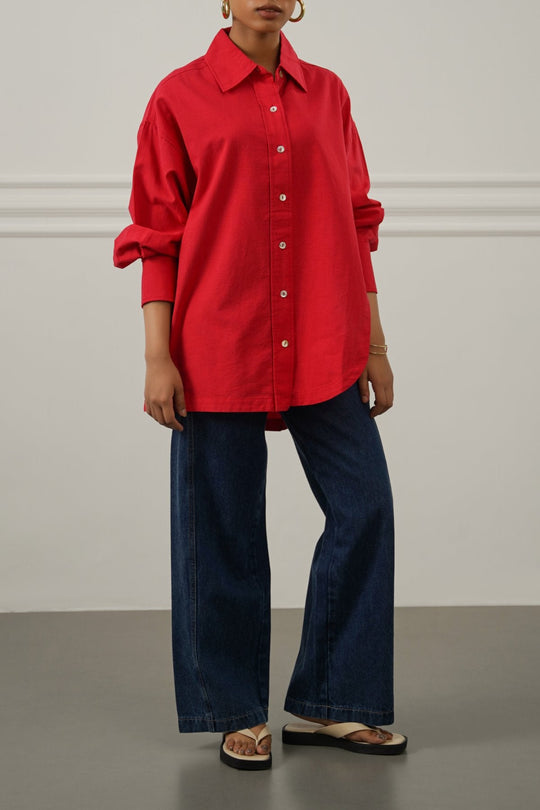 ROSE TENCEL LINEN CUT HEM SHIRT