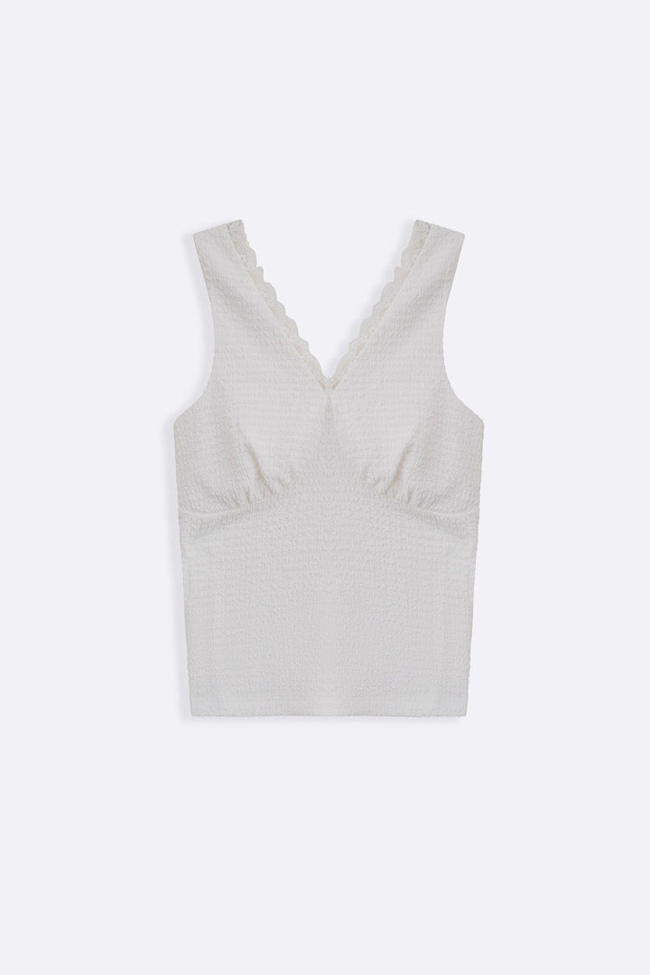 IVORY SOFT KNIT V-NECK TANK