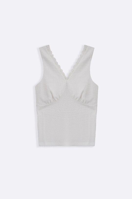 IVORY SOFT KNIT V-NECK TANK