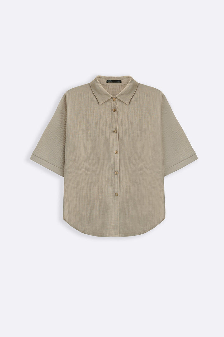 LIGHT GREY BASIC MUSLIN SHIRT