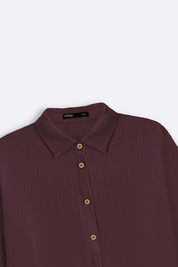 OX BLOOD BASIC MUSLIN SHIRT
