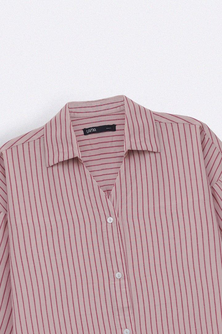 PINK SALMON PINSTRIPE SHIRT
