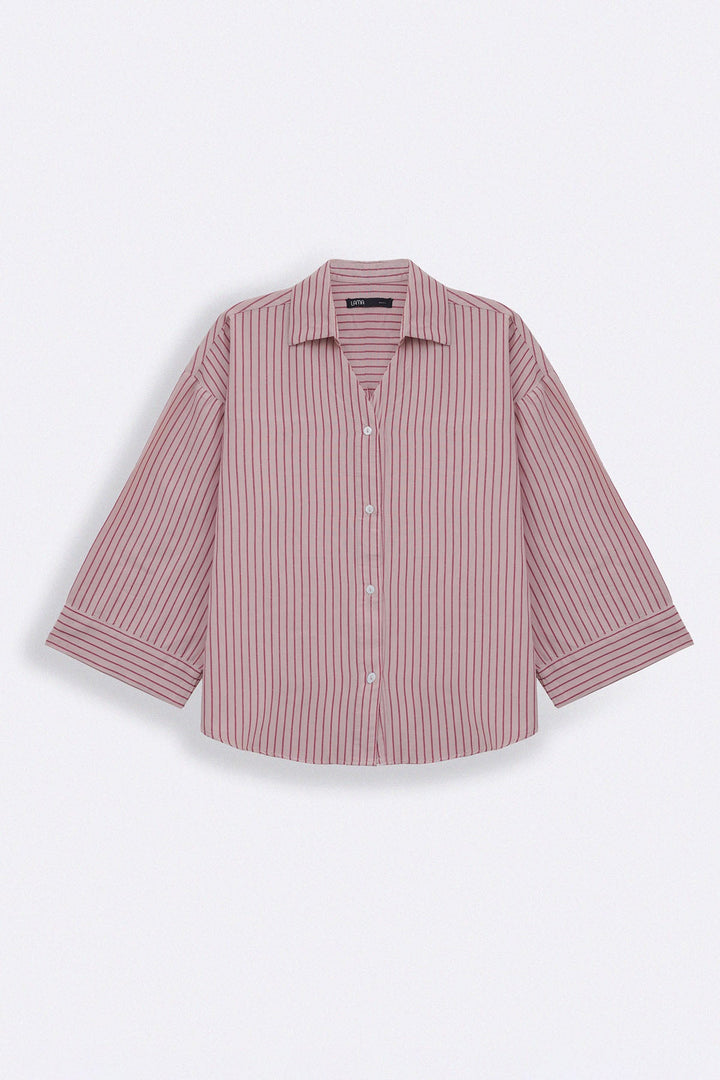 PINK SALMON PINSTRIPE SHIRT