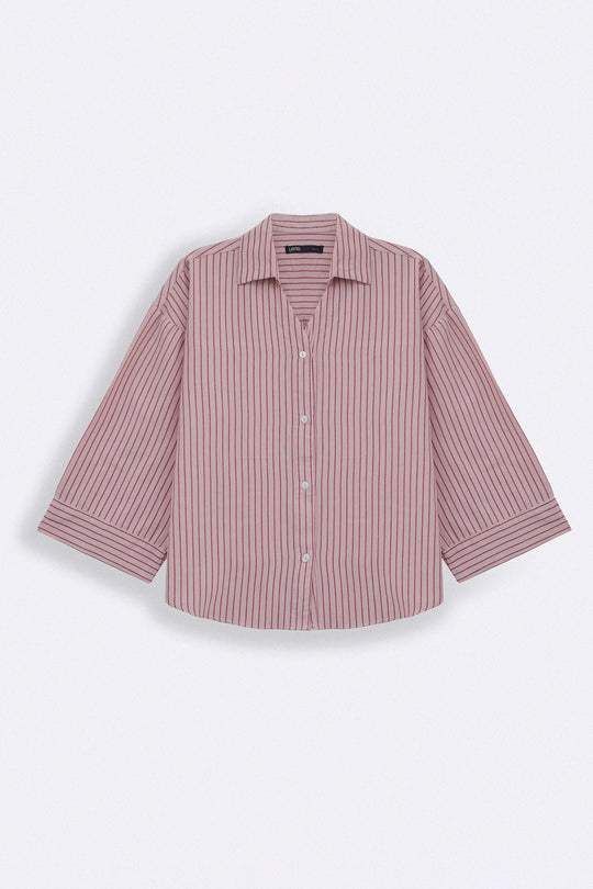 PINK SALMON PINSTRIPE SHIRT