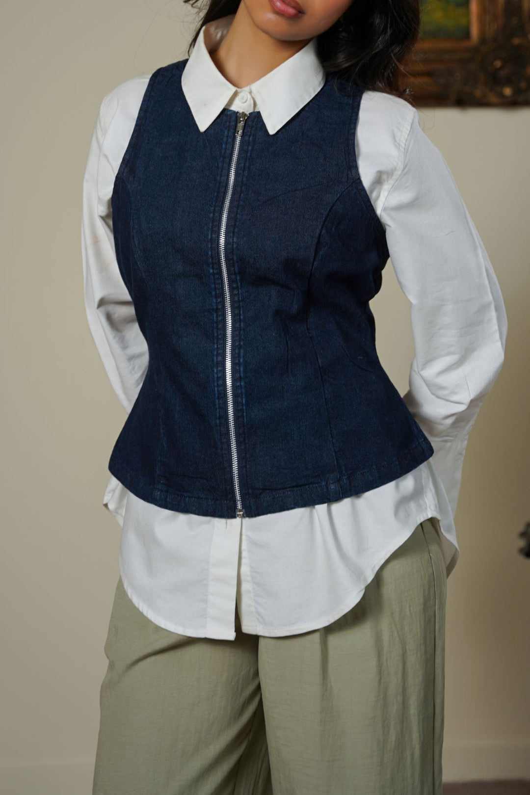 DARK BLUE CORSET DENIM TOP