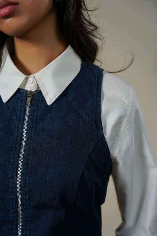 DARK BLUE CORSET DENIM TOP