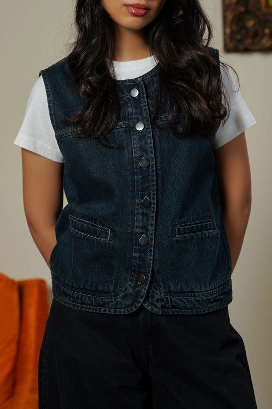 DARK BLUE CLASSIC DENIM VEST