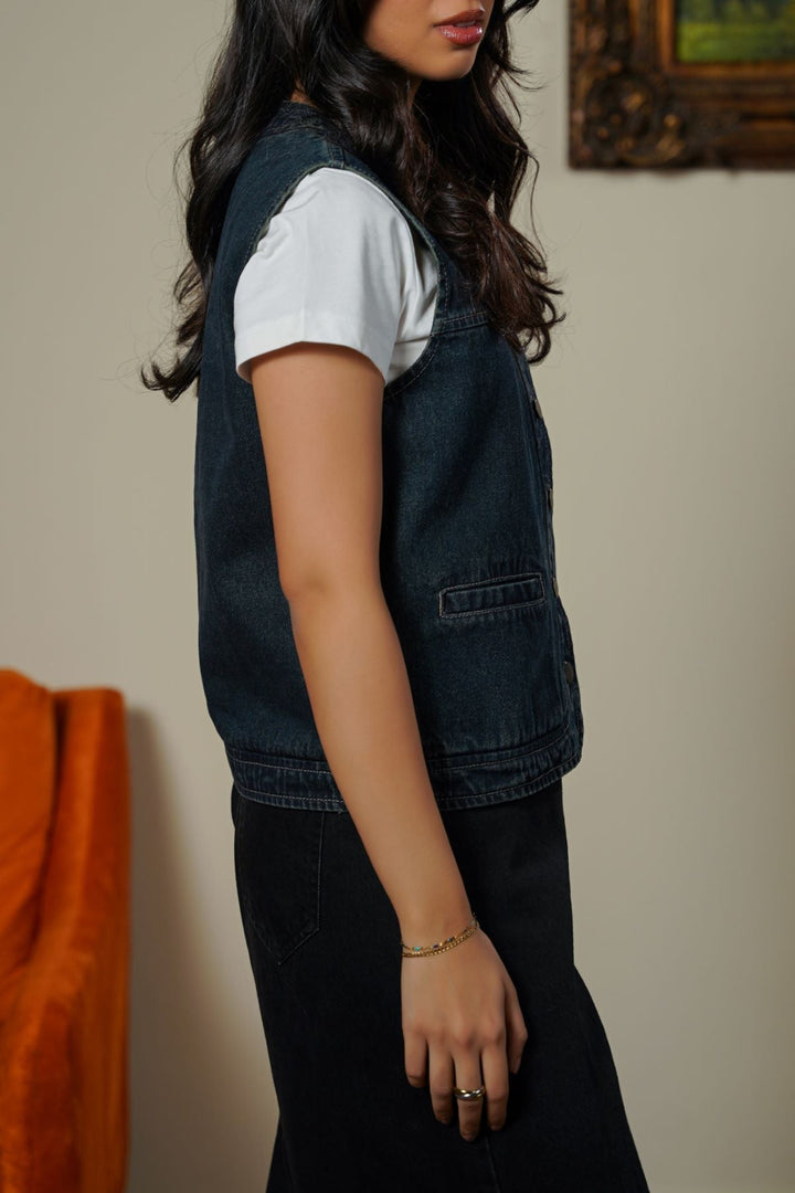 DARK BLUE CLASSIC DENIM VEST