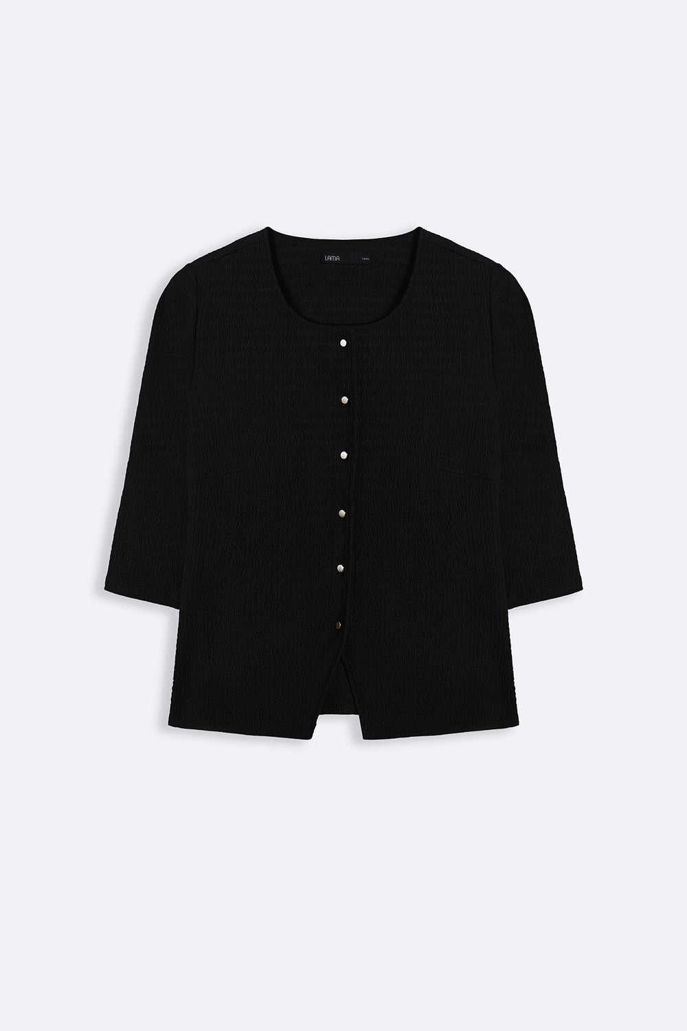 BLACK TEXTURED FITTED SHIRT